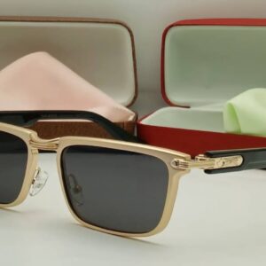 Sun Glass With Gold Frame and Black Handle