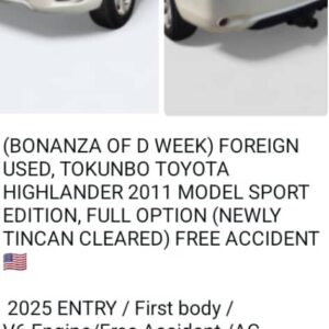 JEEP TOKUNBO TOYOTA HIGHLANDER 2011 MODELSPORT EDITION
